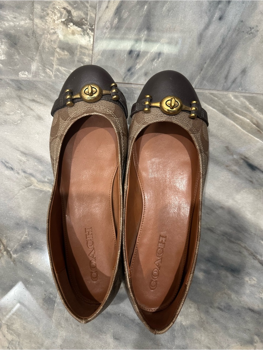 COACH Brown Signature Canvas and Leather Ballet Flats (NWOT)